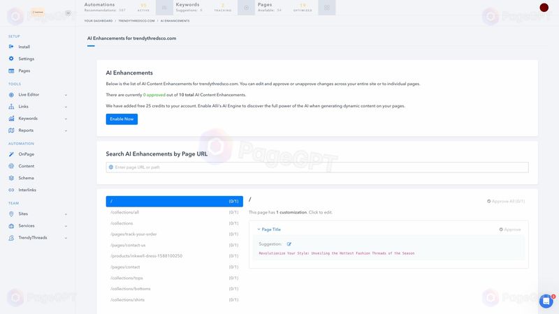 Alli AI screenshot Enhancements