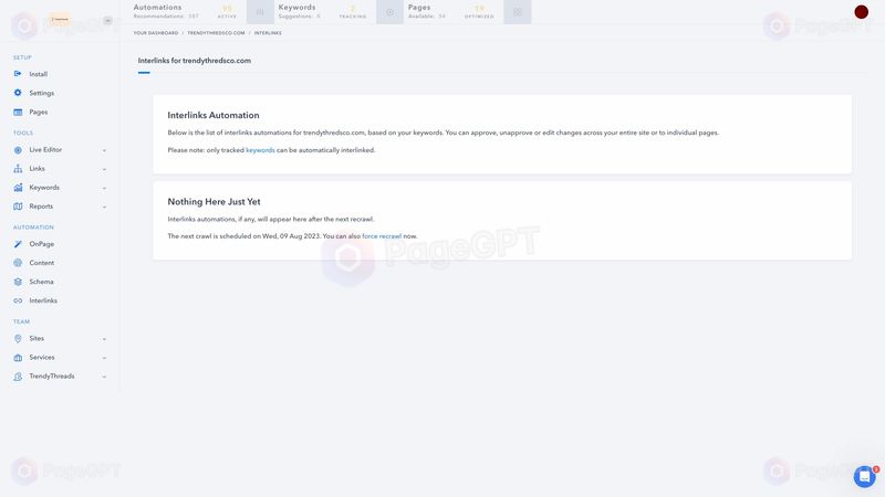 Alli AI screenshot Interlinks