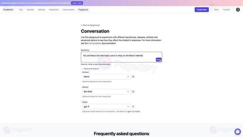ChatBotKit screenshot Convo 1