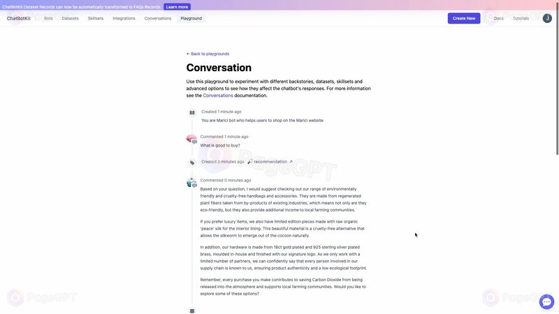ChatBotKit screenshot Convo 3