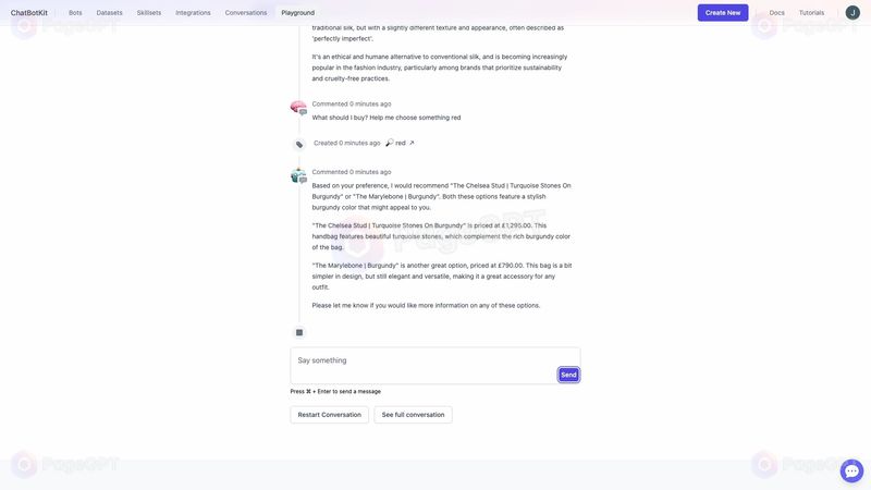 ChatBotKit screenshot Convo 6