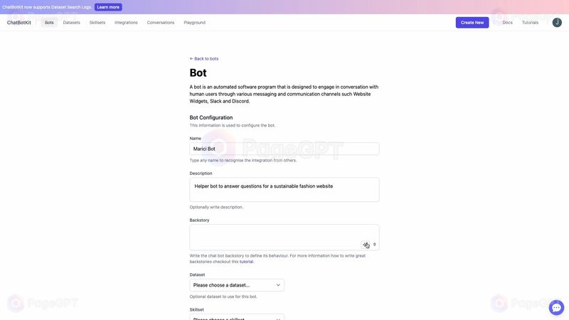 ChatBotKit screenshot Create 2