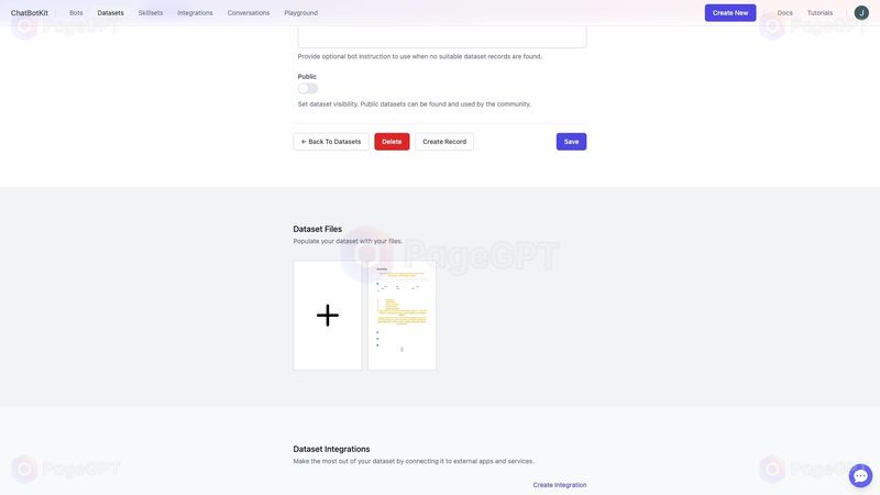 ChatBotKit screenshot Create Data 5