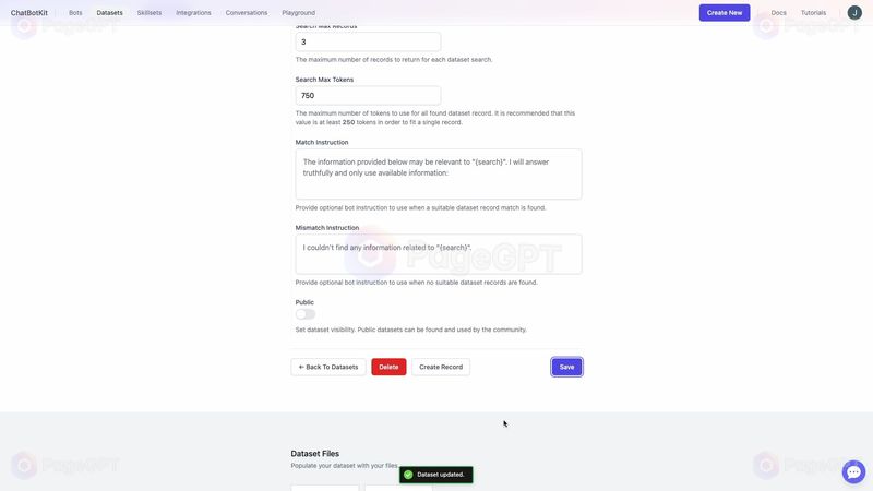 ChatBotKit screenshot Create Data 6