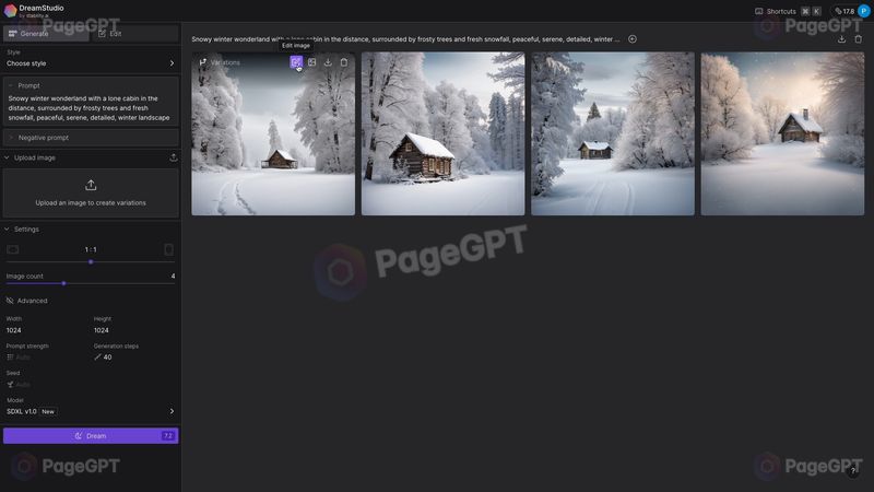 DreamStudio screenshot Edit Image
