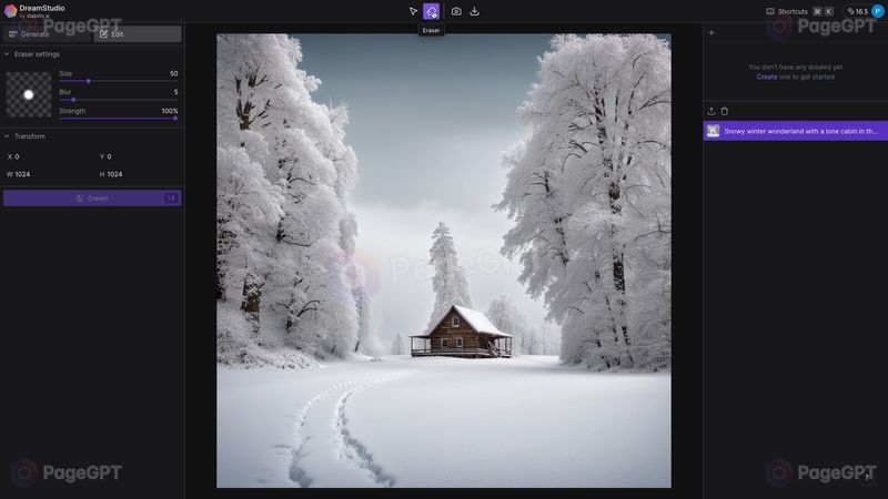 DreamStudio screenshot Eraser