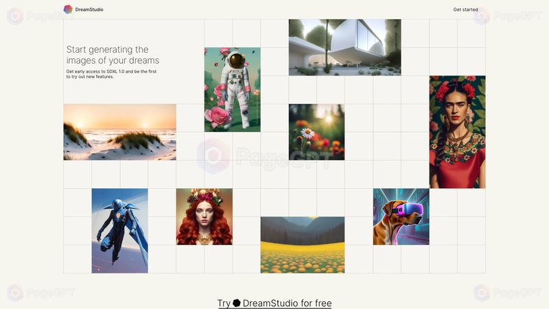 DreamStudio screenshot Homepage