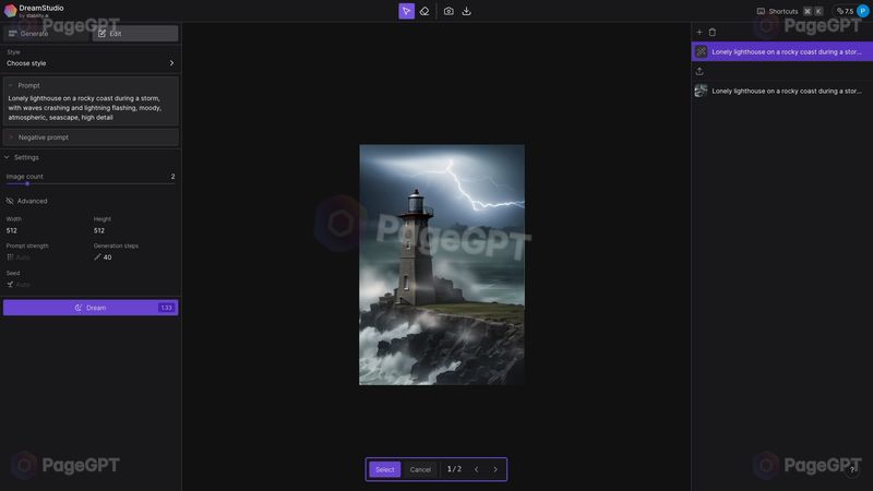 DreamStudio screenshot Outpainted