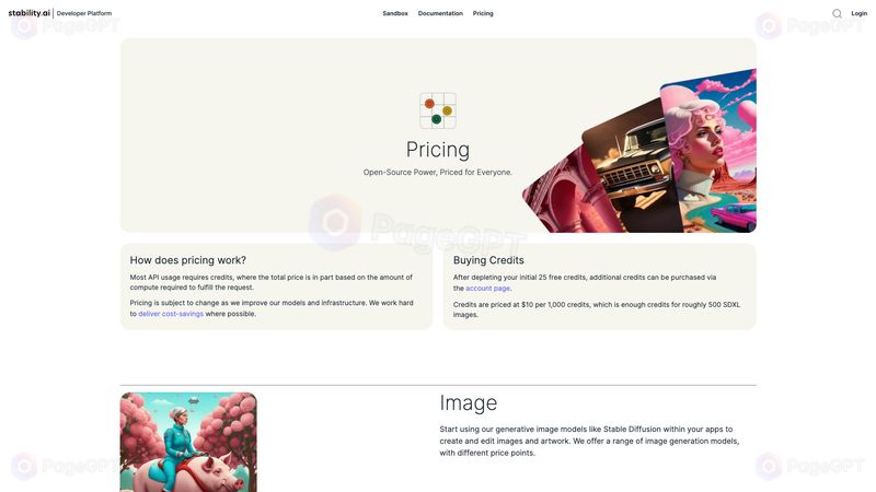 DreamStudio screenshot Pricing