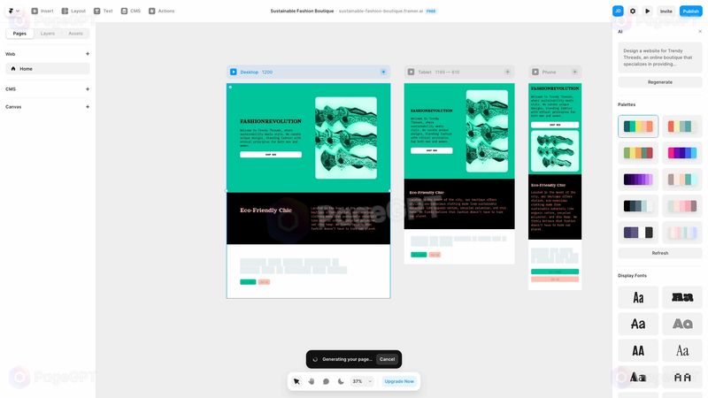Framer screenshot Generate 3