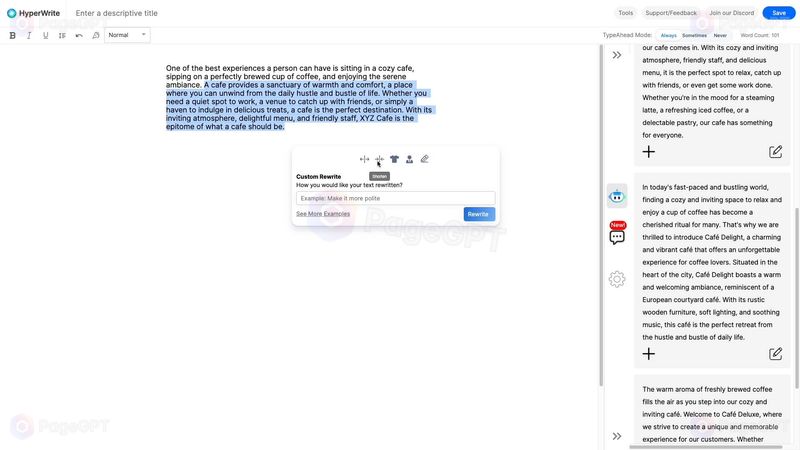HyperWrite screenshot Rewrite