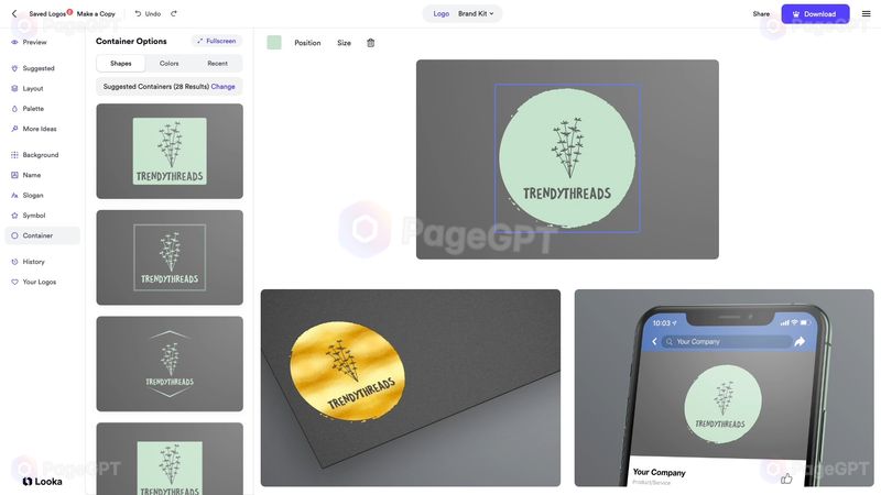 Looka screenshot Container