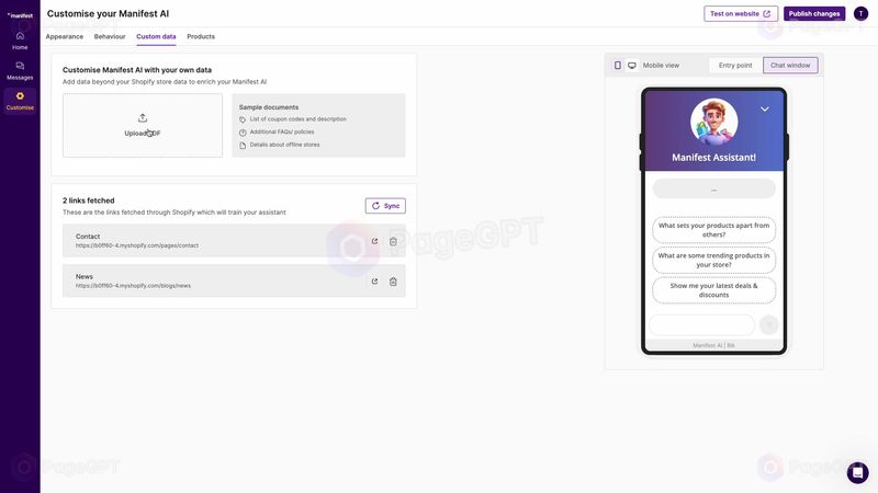 Manifest screenshot Upload