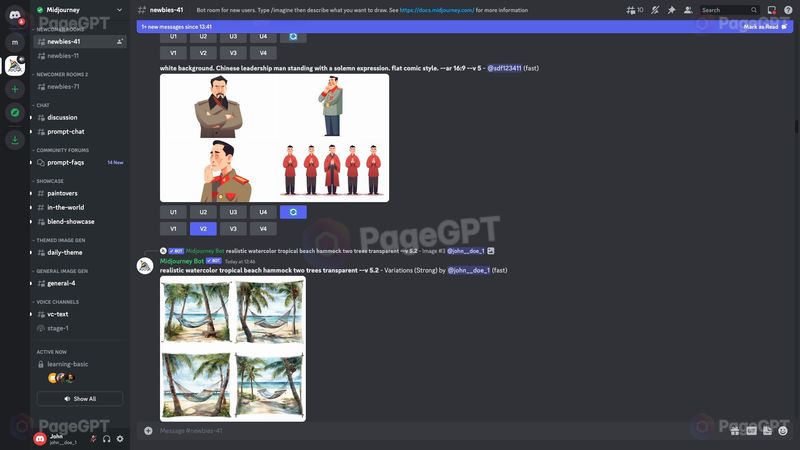 Midjourney screenshot Output