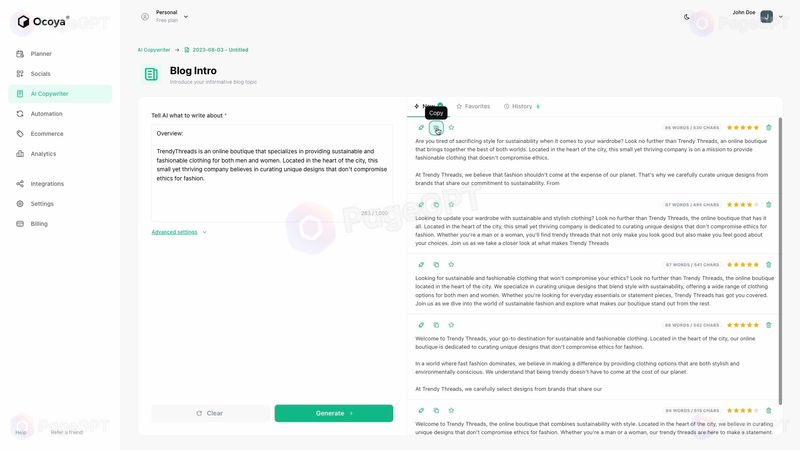 Ocoya screenshot Write 4