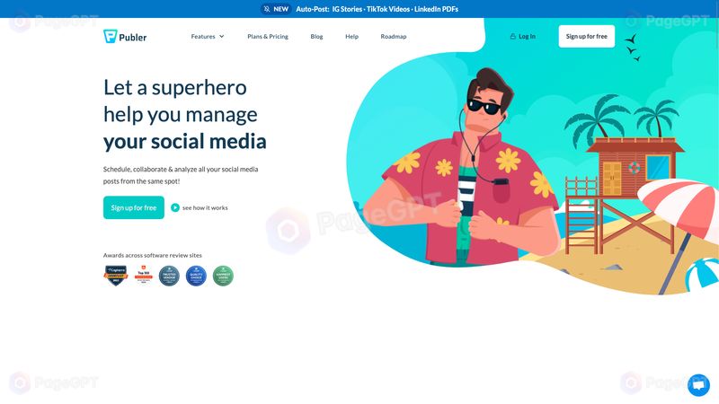 Publer screenshot Homepage