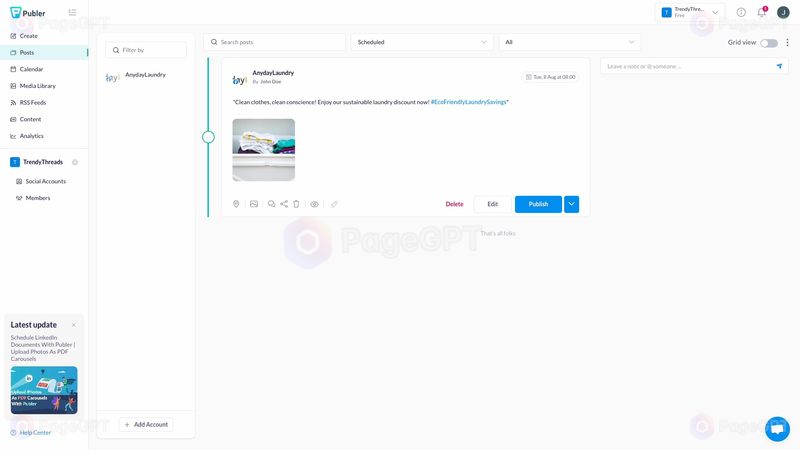 Publer screenshot Posts