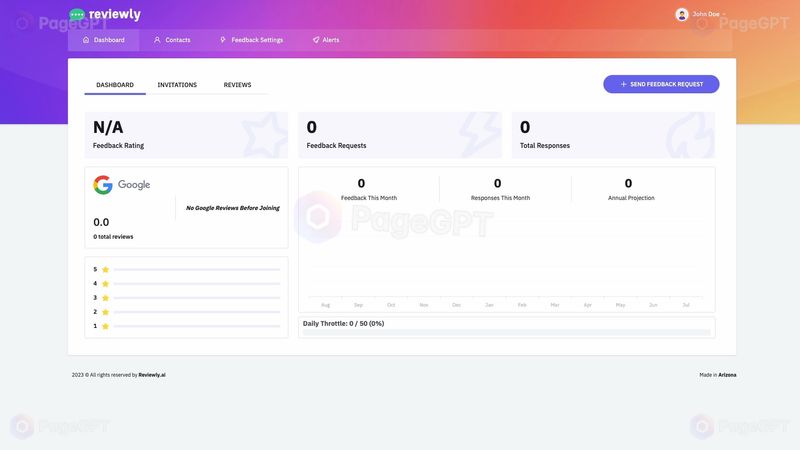 Reviewly screenshot Dashboard