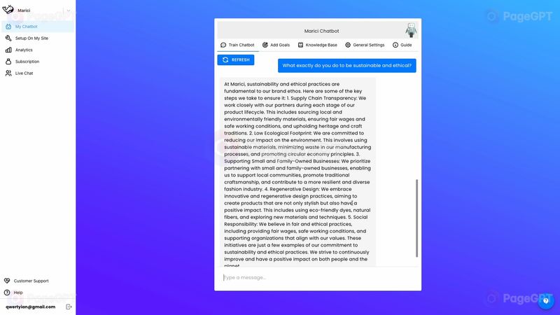 Seashore.ai screenshot Chat 4