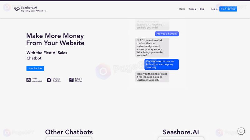 Seashore.ai screenshot Homepage