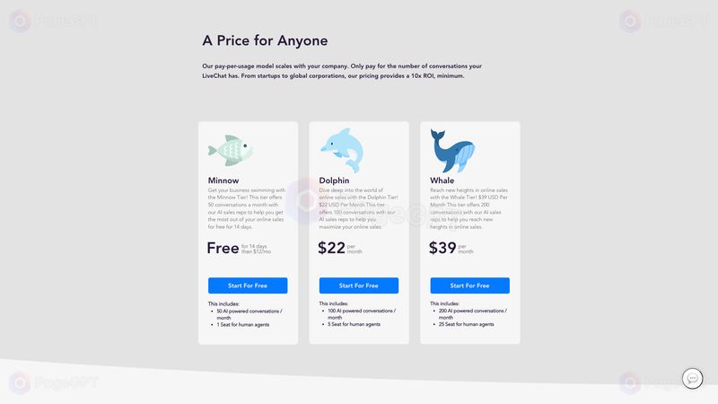 Seashore.ai screenshot Pricing