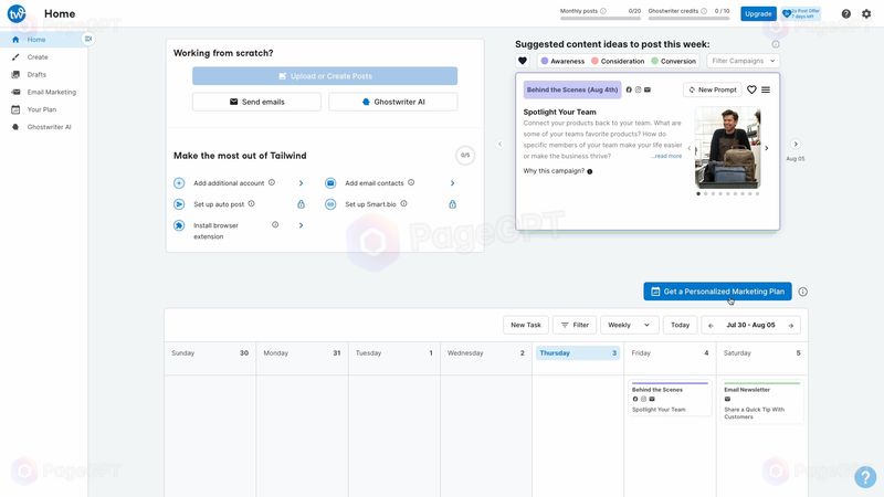 Tailwind screenshot Dashboard