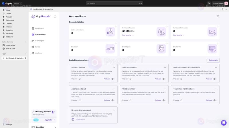 Tiny Einstein screenshot Automations