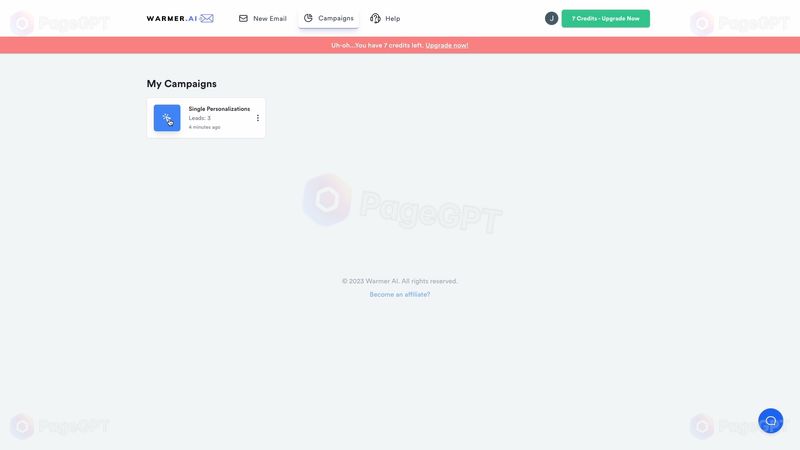 Warmer.ai screenshot Dashboard