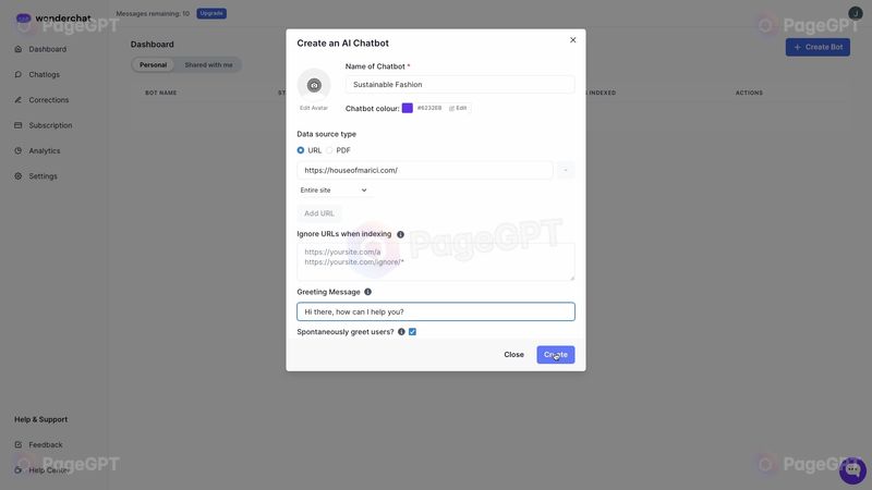 Wonderchat screenshot Create
