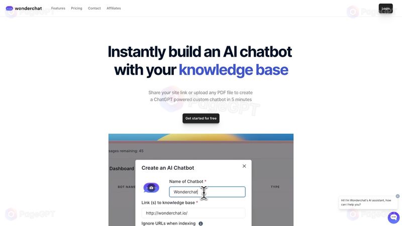 Wonderchat screenshot Homepage